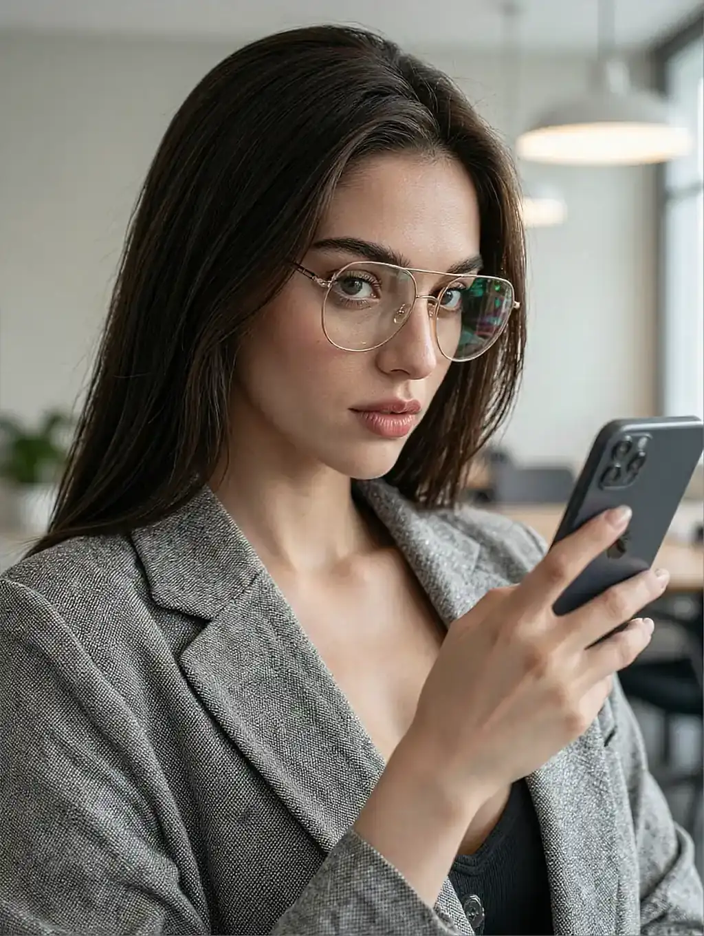 Fictional AI character featured on the first landing page, seated by a window